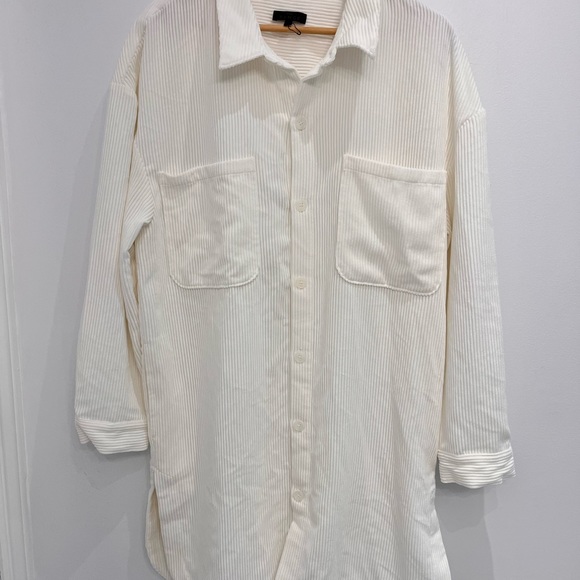 Beige ribben long shacket size large - Picture 2 of 8